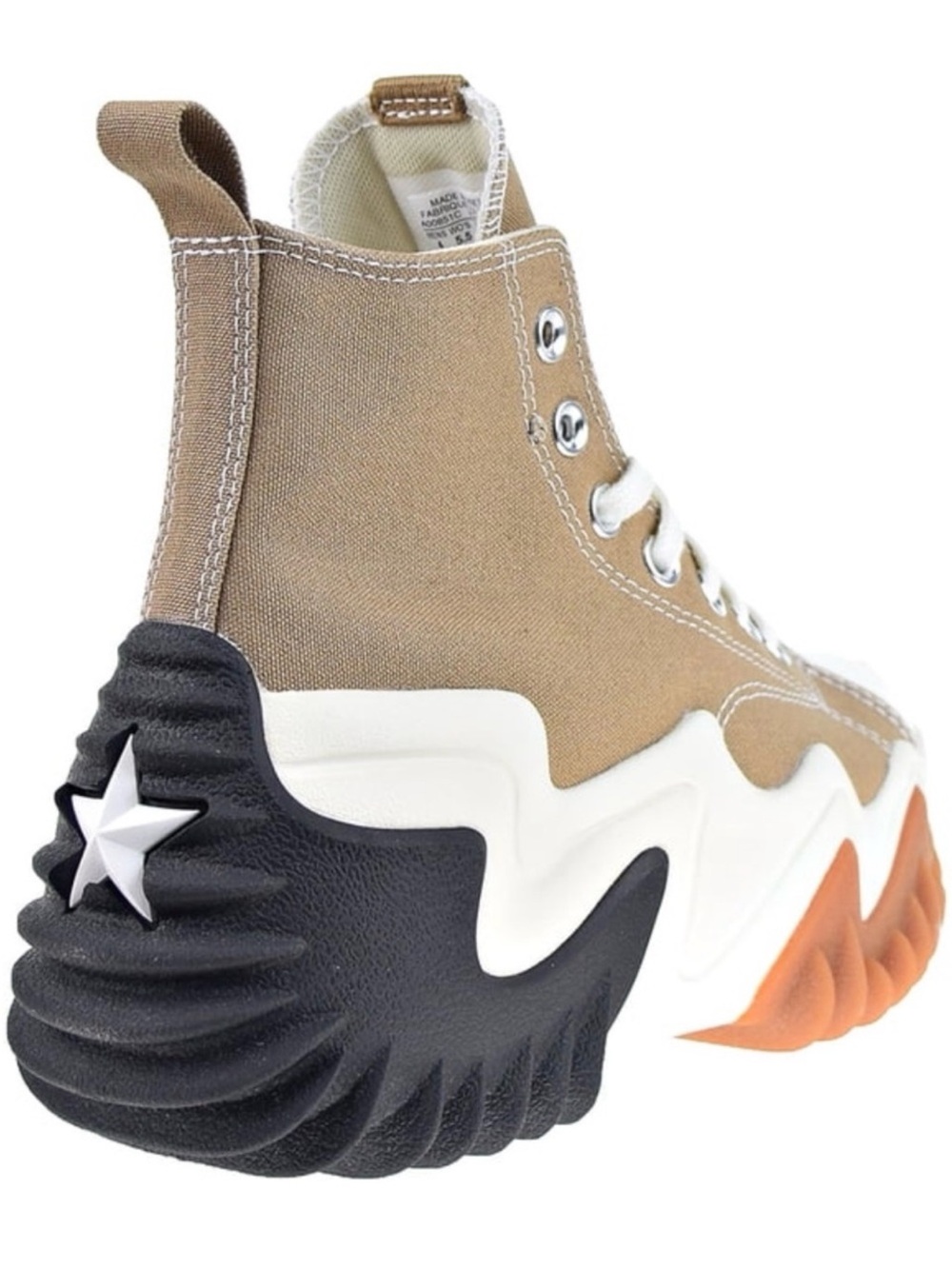 Women’s High-Top Platform Sneakers in Tan, White and Orange - Picture 3 of 5